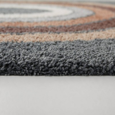 Navy and Beige Rectangular Shag Rug for Kids, 4' x 6'