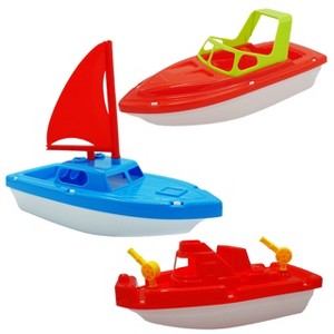 Toy Boat Bath Toys for Kids & Toddlers 3 Pcs Floating Toy Boats for Bathtub, Kids Pool Toys, Beach Toys by 4E's Novelty - 1 of 4