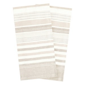 T-fal Dual Terry Stripe Kitchen Towel  2 Piece Set - 1 of 4
