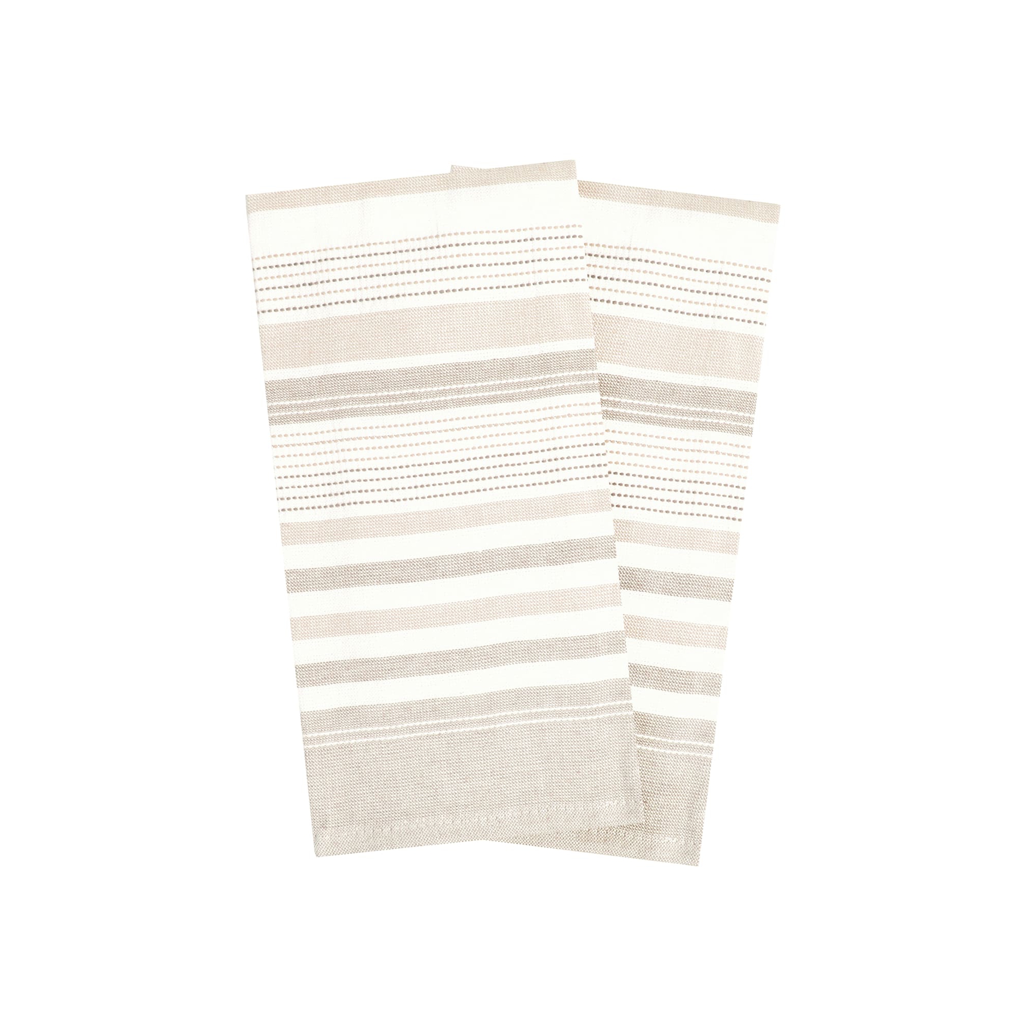 T-fal Dual Terry Stripe Kitchen Towel 2 Piece Set Toast
