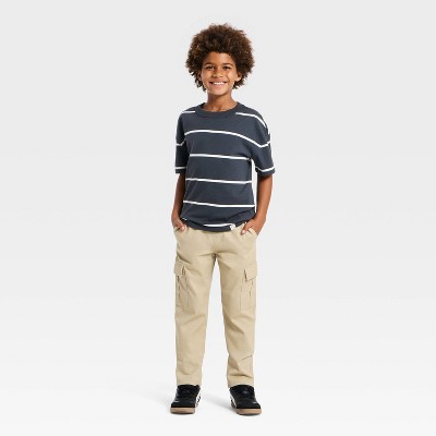 Cat & Jack Boys' Short Sleeve Striped Oversized T-Shirt - Cat & Jack™ Charcoal Gray S — фото 2
