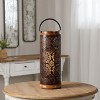Punched Metal Lantern with Natural Wood Accents 19"H - 2 of 2