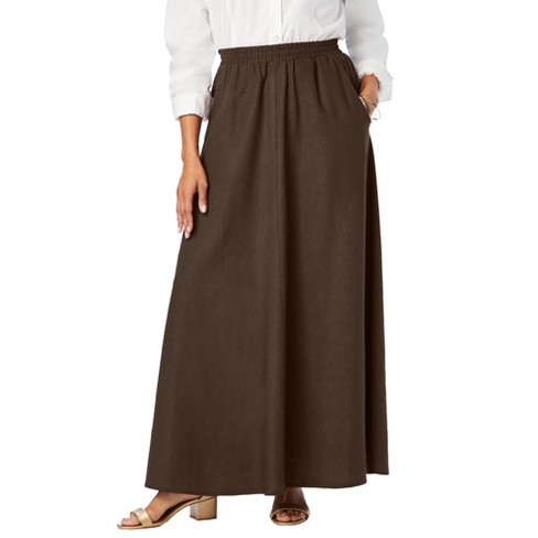 Jessica London Women's Plus Size Linen Maxi Skirt - 16 W, Chocolate ...