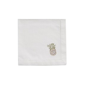 Split P White Embroidered Pineapple Napkin Set of 4 - 1 of 3