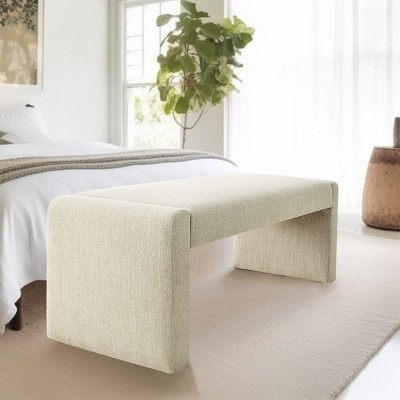 Kaia 47" Contemporary Farmhouse Linen Fabric Waterfall Upholstered Bench-Maison Boucle