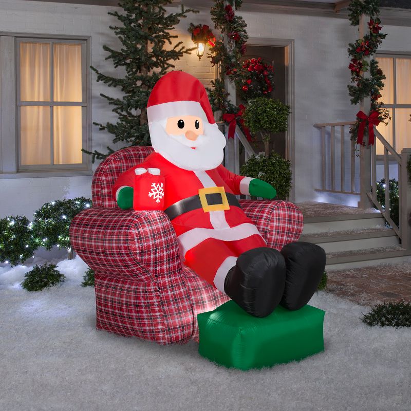 Gemmy Christmas Inflatable Santa in Recliner, 6 ft Tall, Multi, 2 of 5