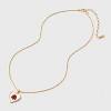 Valentine's Day 14K Gold Dipped Rose Mother of Pearl Heart Pendant Necklace - Ivory/Red - 3 of 4