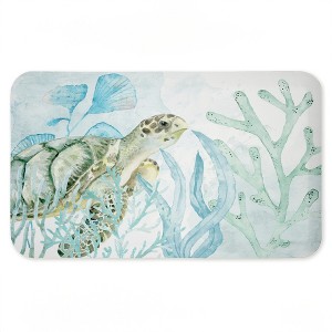 Stupell Industries Turtle In The Sea Printed Anti-Fatigue Floor Mat, design by Kim Allen, 30"x18" - 1 of 4