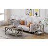 Farmhouse End Table Rustic Side Table with Storage Shelf for Small Spaces Grey Bedside Table Narrow Nightstand for Living Room, Bedroom (2PCS) - 3 of 4
