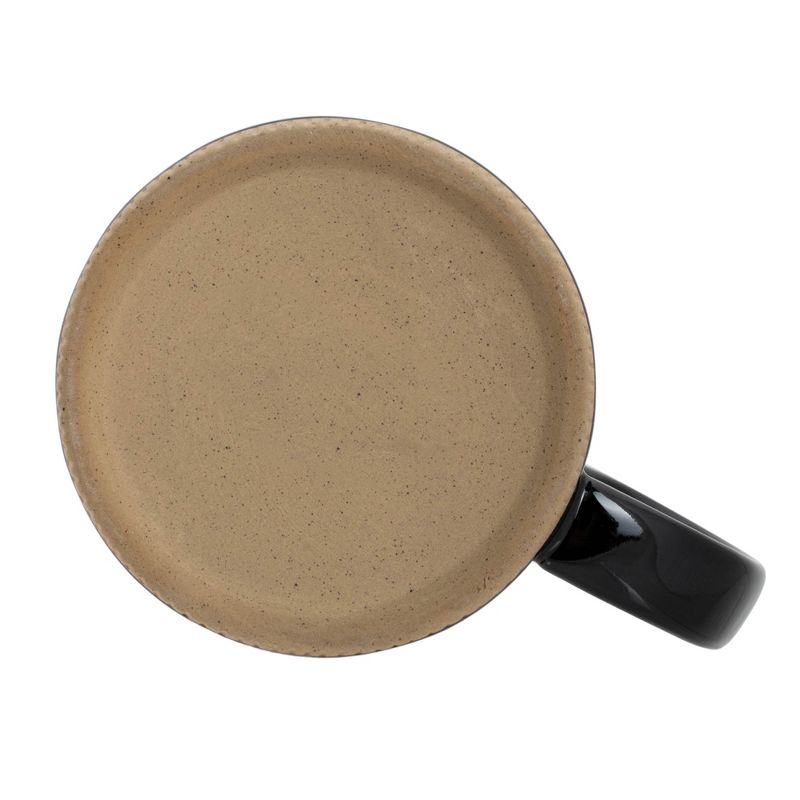 Elanze Designs High Gloss Raw Clay Bottom 15 ounce Ceramic Stoneware Coffee Mugs Set of 4, Black, 4 of 6