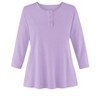 Collections Etc 3/4 Sleeve Scoop Neckline Knit Henley Top - 3 of 4