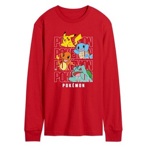 Men's - Pokémon - Stacked Logo Pikachu And Friends Long Sleeve Graphic T-Shirt - 1 of 3