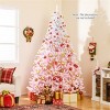 White & Pink Flocked Christmas Tree, Full Branch Tips, Fire-Resistant PVC, Hinged Design with Stable Metal Stand - 4 of 4