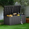 MaseiKar 120 Gallon Waterproof Deck Box, Lockable Resin Storage Box for Patio Furniture Cushions Garden Tools and Outdoor Delivery Storage, Black - 2 of 4