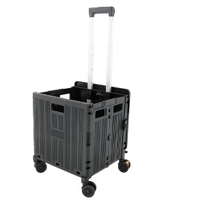 Jiallo Foldable Utility Crate with 360° Spinner Wheels & Telescopic Handle (Black Color) - 1 of 4