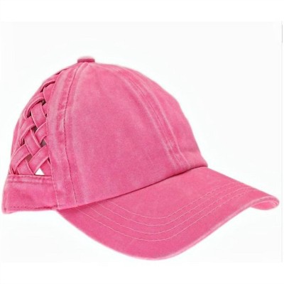 Women's Basket Woven Criss Cross Pony Cap - C.C BEANIE