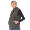 Women's Zip up High Pile Fleece Vest -White Mark - 2 of 4
