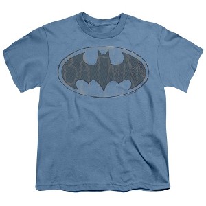 Batman Water Sketch Signal Kids T Shirt For Youth, Carolina Blue - 1 of 3