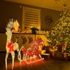 Angel Sar 47Inch Elk with 30Inch Sled, Golden Elk with Sleigh Decoration, Iron Frame with Cotton Thread, Outdoor Christmas Decor - 2 of 4