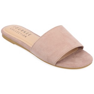 Journee Collection Womens Medium and Wide Width Kolinna Slip On Slide Flat Sandals - 1 of 4