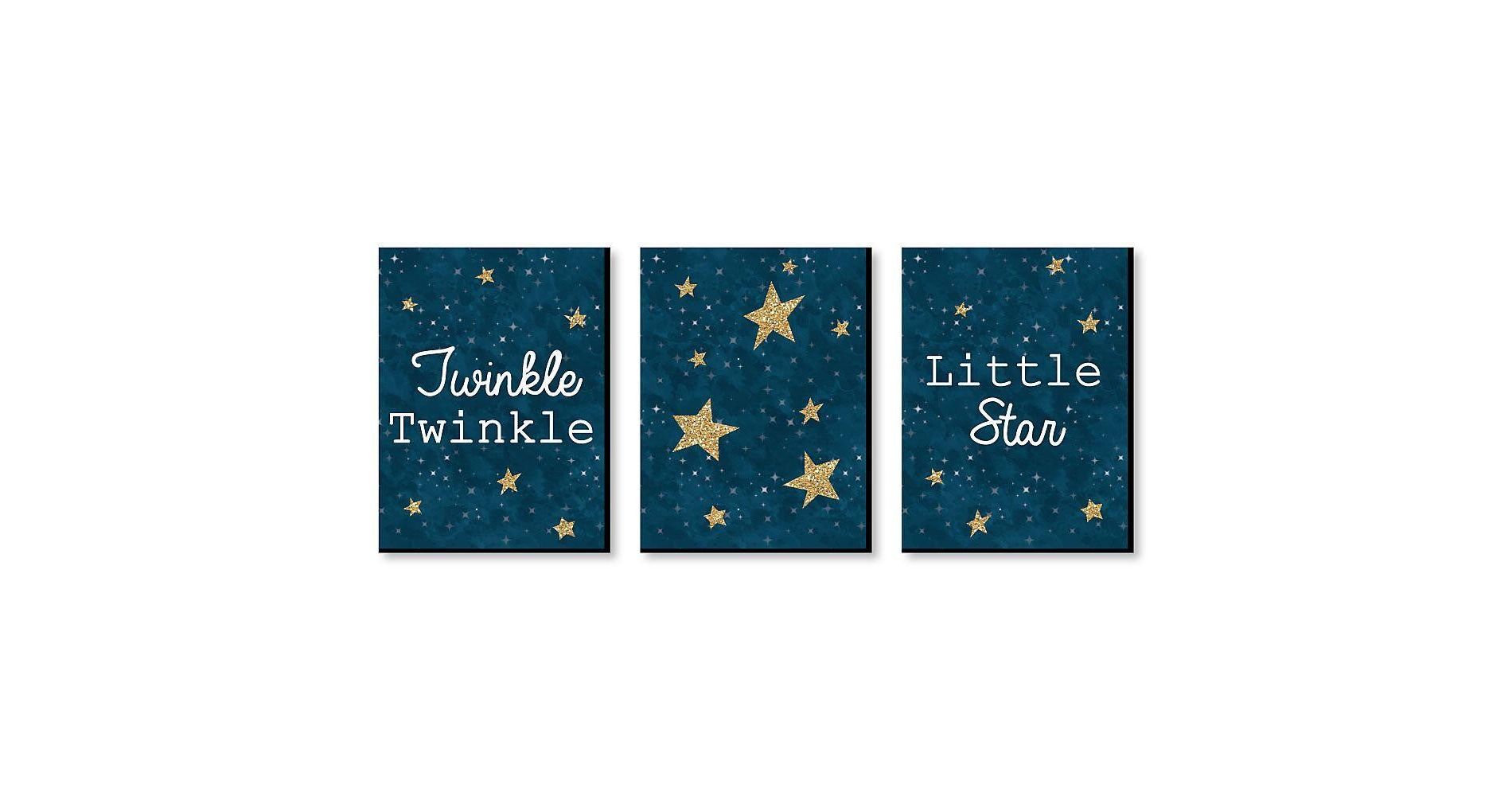 Big Dot of Happiness Twinkle Twinkle Little Star - Baby Boy Nursery Wall Art & Kids Room Decorations - Gift Ideas - 7.5 x 10 inches - Set of 3 Prints