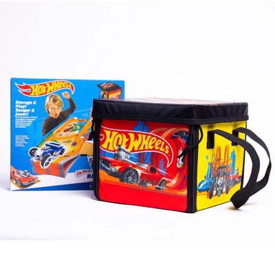 Hot Wheels ZipBin Orange Storage Case with Racetrack Playmat