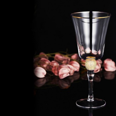 Luxurious Gold and Rhinestone Studded Wine Goblet Set