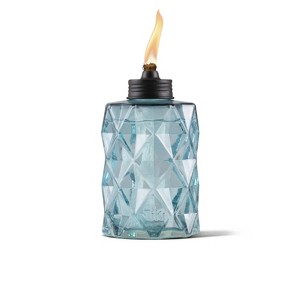 TIKI Table Top Diamond Glass Oil Lamp - Blue: Refillable, Fiberglass Wick, Outdoor Use, No Assembly Required - 1 of 4