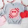 S.W.Smiley Checkered Heart Eyes Smiley -  Women's Graphic Sweatshirt - 2 of 4