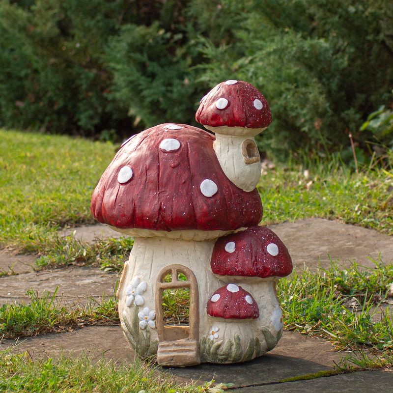 Northlight 18" Red and Beige Mushroom House Outdoor Garden Statue, 2 of 6