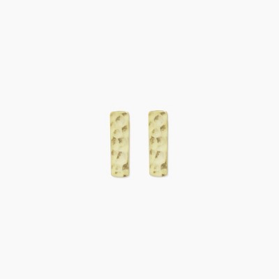 sanctuaire Dainty Hammered Rectangle Bar Earrings Gold