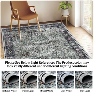 Living Room Washable Non Slip Vintage Retro Rugs Low Pile Chenille Print Rug for Bedroom Dining Room Home Office - 1 of 4