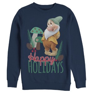 Men's Disney Snow White and the Seven Dwarfs Happy Bashful Holidays Sweatshirt - 1 of 4