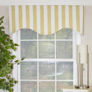 Beach Stripe Style Cornice 3" Rod Pocket Valance 50" x 17" Tan by RLF Home - 1 of 4