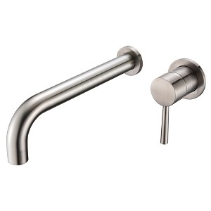 Sumerain Bathroom Brushed Nickel Wall Mount Tub Faucet Single Lever Handle Solid Brass with Valve - 1 of 4