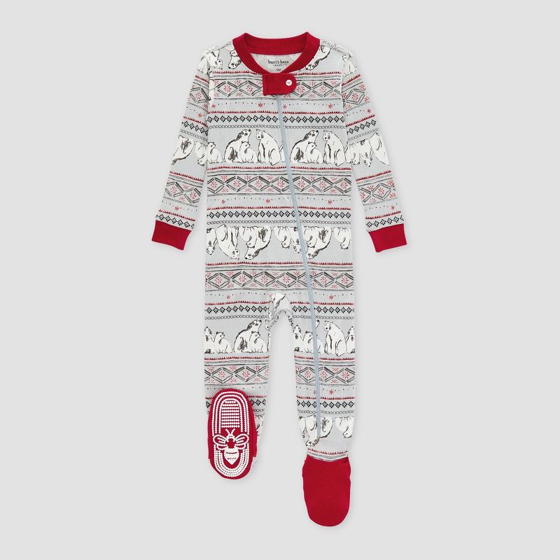 Burt&#39;s Bees Baby&#174; Baby Organic Cotton Snug Fit Holiday Footed Pajama, 1 of 6