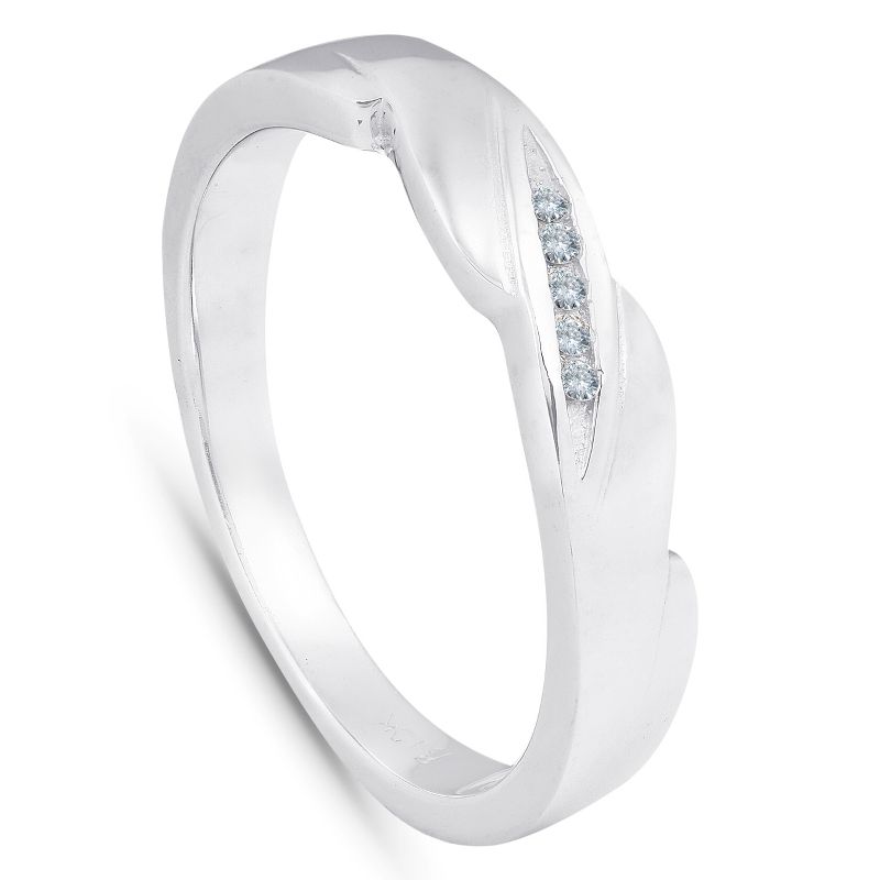 Pompeii3 Mens Diamond Wedding Ring 10K White Gold, 2 of 5