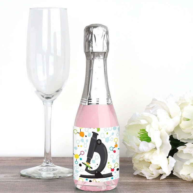 Big Dot of Happiness Scientist Lab - Mini Wine & Champagne Bottle Label Stickers - Baby Shower or Birthday Party Favor Gift for Women & Men - 16 Ct, 2 of 7