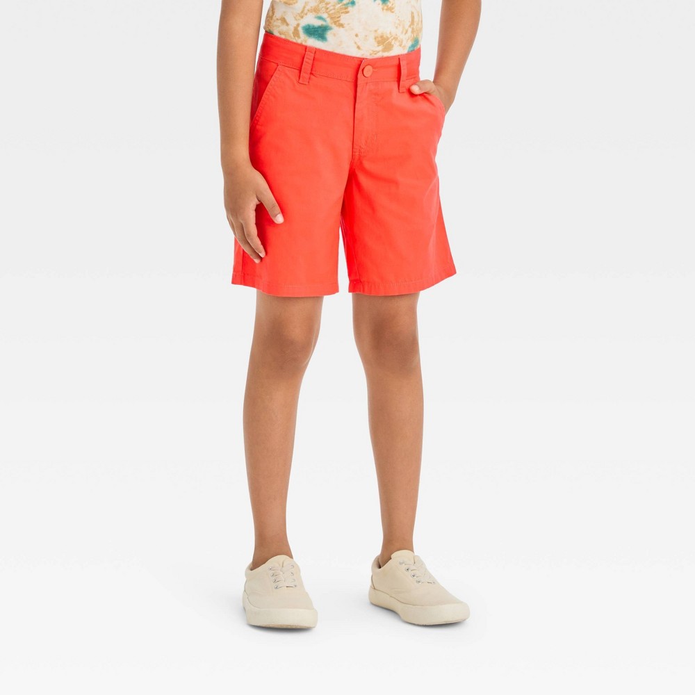 Boys' Flat Front 'At the Knee' Chino Shorts - Cat & Jack™ Dark Orange 14