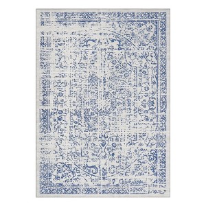 Washable Vintage Distressed Floral Print Area Rugs for Bedroom Living Room, Soft Non Slip Low Pile Carpet - 1 of 4