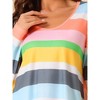 cheibear Women's Cotton Rainbow-Stripe Long Sleeves Lounge with Pants Pajama Set - image 4 of 4