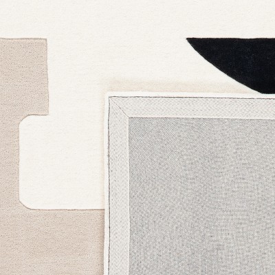 Ivory and Brown Hand Tufted Wool Area Rug