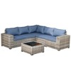 Marlton 6pc Wicker Outdoor Patio Furniture Set Conversation Sofa Sectional with a Table and Cushions - 3 of 4