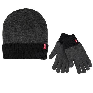 Levi's Men's Ultra Cozy Reversible Beanie Hat and Glove Set - 1 of 4