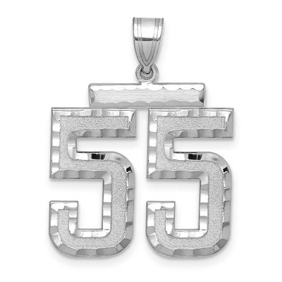 Black Bow Jewelry 14k White Gold, Varsity Collection, Large D/C Pendant, Number 55