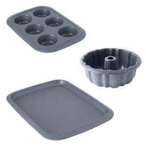 BergHOFF GEM Non-stick 3Pc Bakeware Set, Small Cookie Sheet, Cupcake Pan and Bundt Pan - 1 of 4
