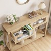 Nasitip 43''Entryway Table, Wood Console Table with 2 Glass Drawers, 2 Tier Sofa Table with Storage for Living Room,Entryway - 2 of 4