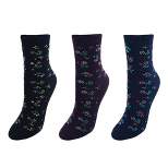 CTM Women's Assorted Flower Patterned Crew Socks (3 Pairs)