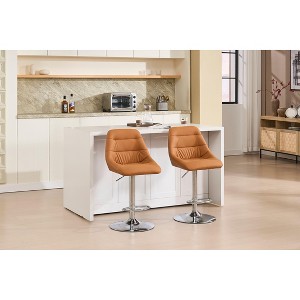 PAGED Modern Upholstered Linen Bar Stools Set of 2, Counter Height Stools with Backs & Metal Frame for Pub, Dining Room - 1 of 4