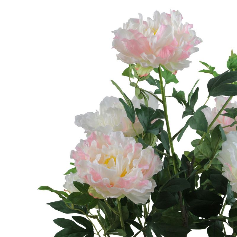 Northlight 36" Blooming Peony Flower Artificial Potted Plant - Green/Brown, 3 of 5